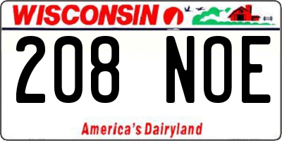 WI license plate 208NOE