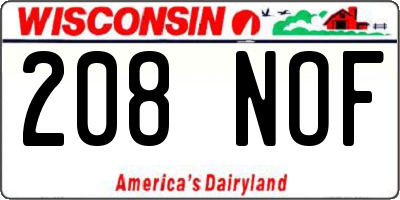 WI license plate 208NOF