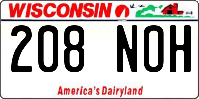 WI license plate 208NOH
