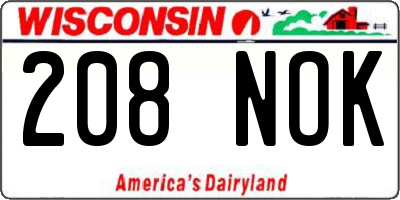 WI license plate 208NOK