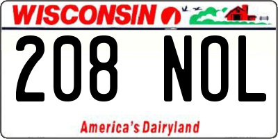 WI license plate 208NOL