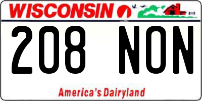 WI license plate 208NON