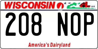 WI license plate 208NOP