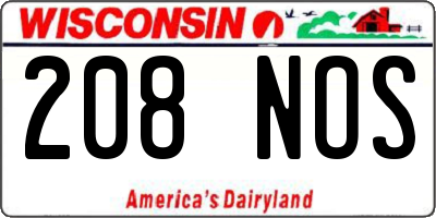 WI license plate 208NOS