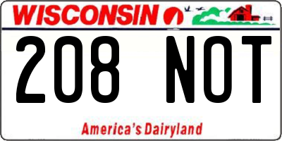 WI license plate 208NOT