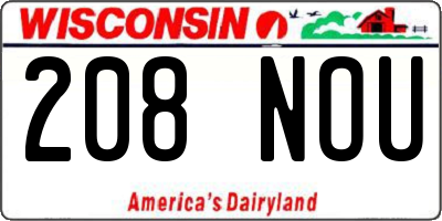 WI license plate 208NOU
