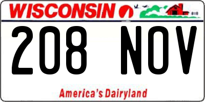 WI license plate 208NOV