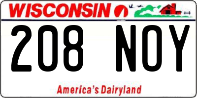 WI license plate 208NOY