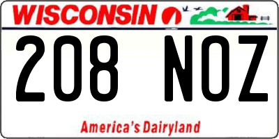 WI license plate 208NOZ