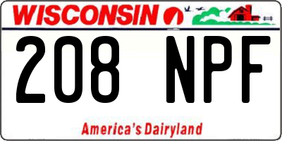 WI license plate 208NPF