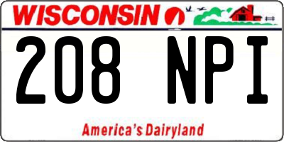 WI license plate 208NPI