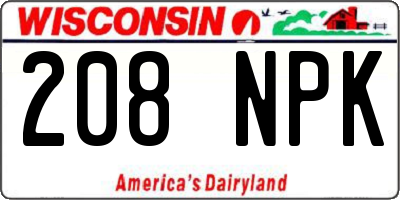 WI license plate 208NPK