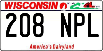 WI license plate 208NPL