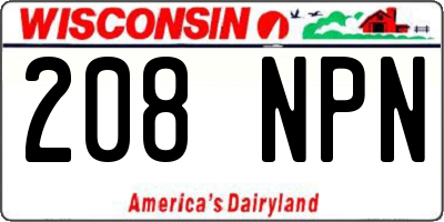 WI license plate 208NPN