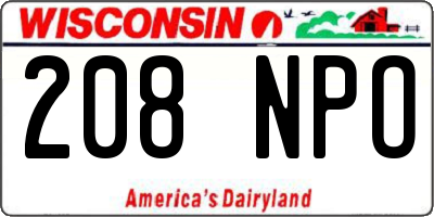 WI license plate 208NPO