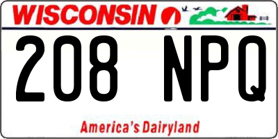 WI license plate 208NPQ