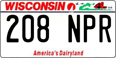 WI license plate 208NPR