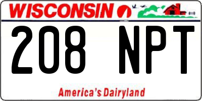 WI license plate 208NPT