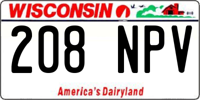 WI license plate 208NPV