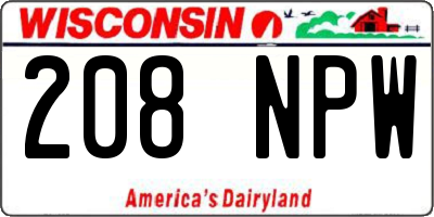 WI license plate 208NPW