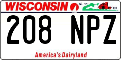 WI license plate 208NPZ