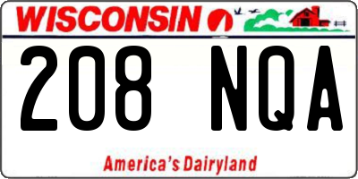 WI license plate 208NQA