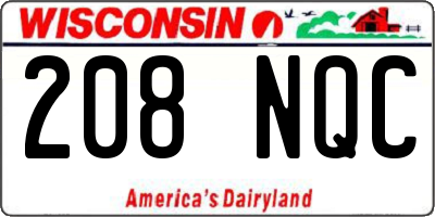 WI license plate 208NQC