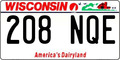 WI license plate 208NQE
