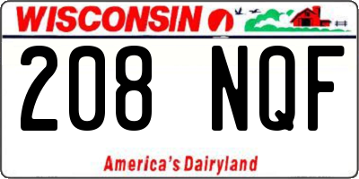 WI license plate 208NQF
