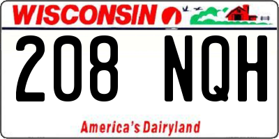 WI license plate 208NQH