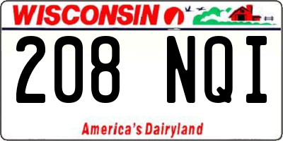 WI license plate 208NQI