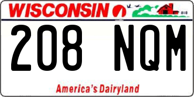 WI license plate 208NQM
