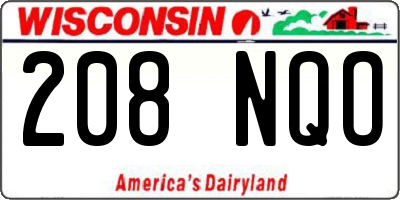 WI license plate 208NQO