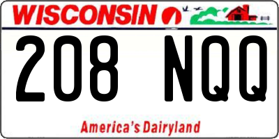 WI license plate 208NQQ