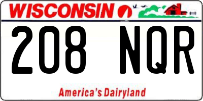 WI license plate 208NQR