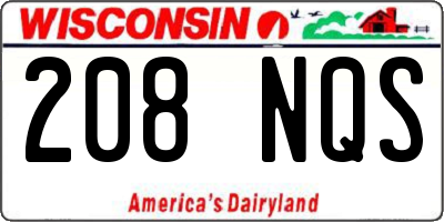 WI license plate 208NQS