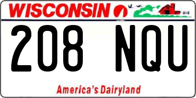 WI license plate 208NQU