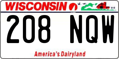 WI license plate 208NQW
