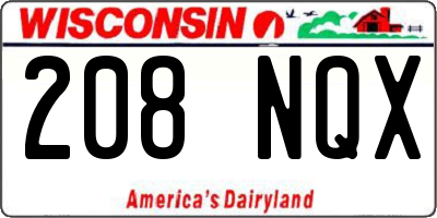 WI license plate 208NQX