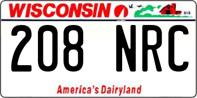 WI license plate 208NRC