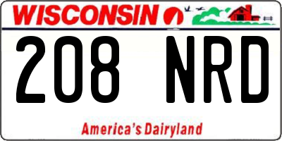 WI license plate 208NRD