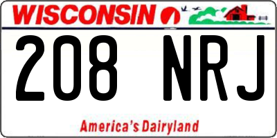 WI license plate 208NRJ