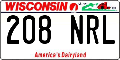 WI license plate 208NRL