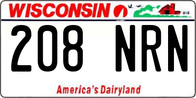WI license plate 208NRN