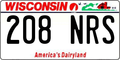 WI license plate 208NRS