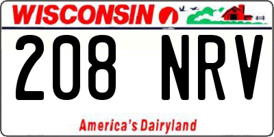 WI license plate 208NRV
