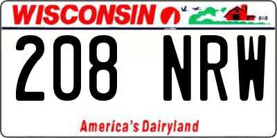 WI license plate 208NRW