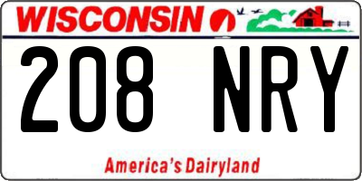WI license plate 208NRY