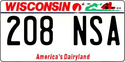 WI license plate 208NSA