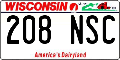 WI license plate 208NSC